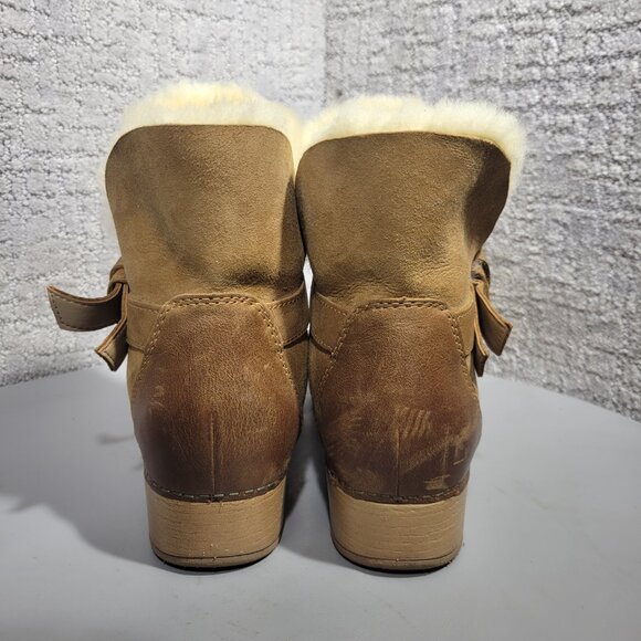 Dansko Bessie Women's Size EU 40 US 9 Tan Shearling Lined Pull on Ankle Boots - Picture 3 of 10